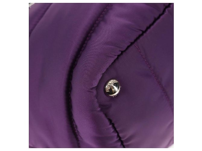 PRADA Borsa a Mano Nylon 2 vie Viola Oro Auth 138073M D'oro Porpora - vista 16