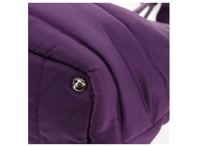 PRADA Borsa a Mano Nylon 2 vie Viola Oro Auth 138073M D'oro Porpora - vista 17