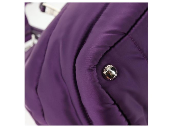 PRADA Borsa a Mano Nylon 2 vie Viola Oro Auth 138073M D'oro Porpora - vista 18