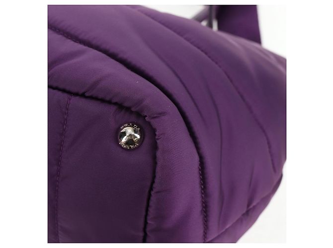 PRADA Borsa a Mano Nylon 2 vie Viola Oro Auth 138073M D'oro Porpora - vista 19