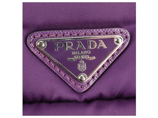 PRADA Borsa a Mano Nylon 2 vie Viola Oro Auth 138073M D'oro Porpora - vista 20