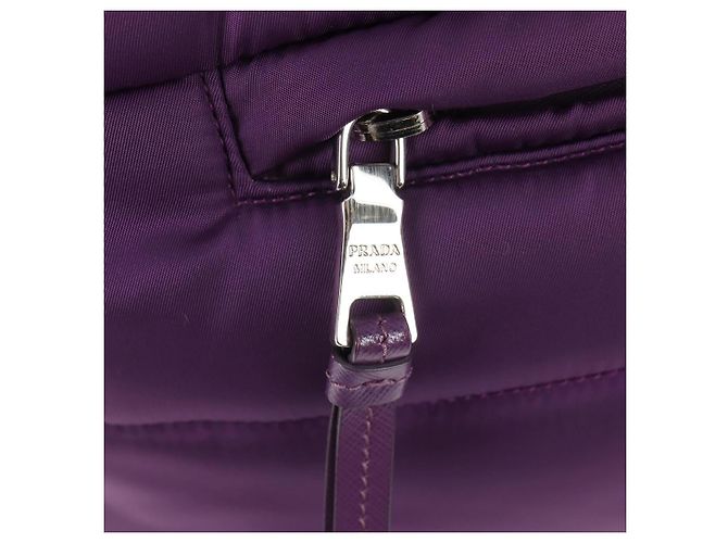 PRADA Borsa a Mano Nylon 2 vie Viola Oro Auth 138073M D'oro Porpora - vista 21