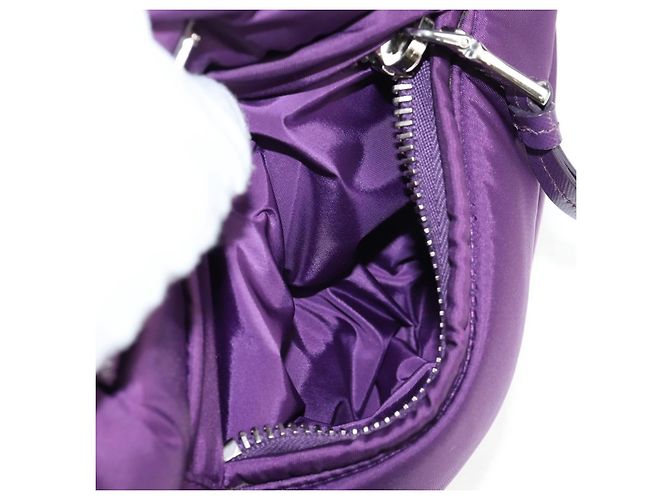 PRADA Borsa a Mano Nylon 2 vie Viola Oro Auth 138073M D'oro Porpora - vista 23