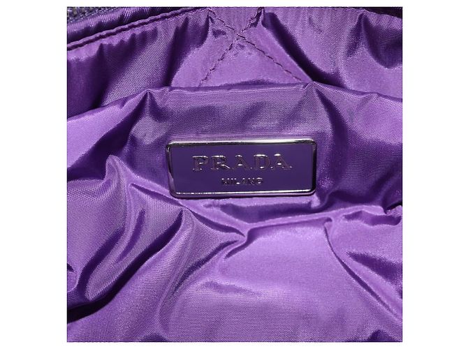 PRADA Borsa a Mano Nylon 2 vie Viola Oro Auth 138073M D'oro Porpora - vista 24