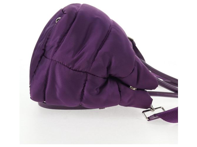 PRADA Borsa a Mano Nylon 2 vie Viola Oro Auth 138073M D'oro Porpora - vista 4