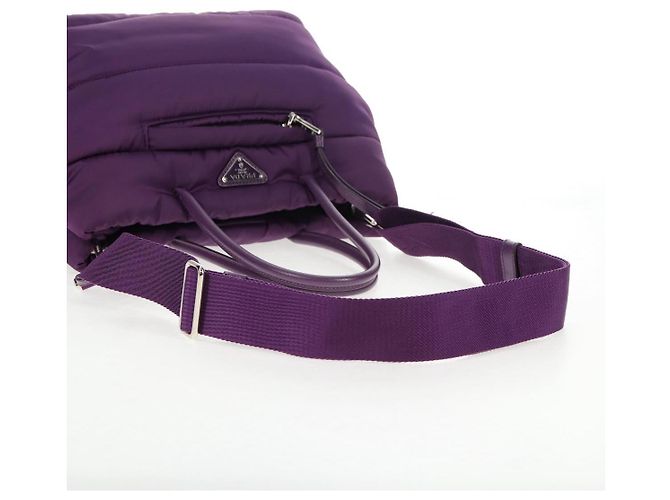PRADA Borsa a Mano Nylon 2 vie Viola Oro Auth 138073M D'oro Porpora - vista 8