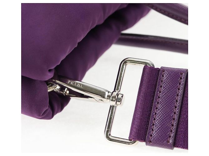 PRADA Borsa a Mano Nylon 2 vie Viola Oro Auth 138073M D'oro Porpora - vista 9