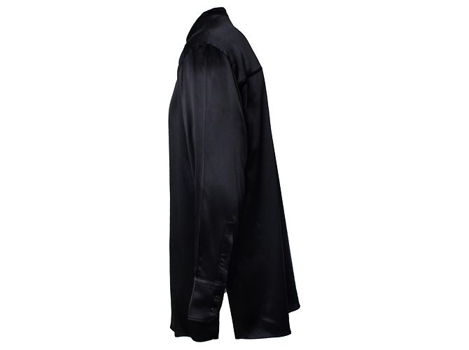 Dolce & Gabbana, Camicia nera in seta con colletto rotondo Nero - vista 2