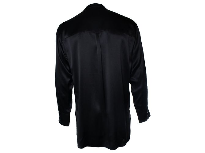Dolce & Gabbana, Camicia nera in seta con colletto rotondo Nero - vista 3