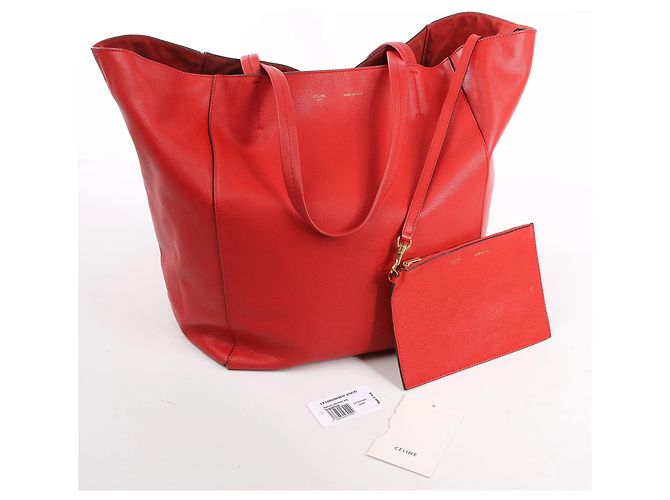 Céline Celine Cabas Phantom Large Leather Shoulder Bag in Red - view 15