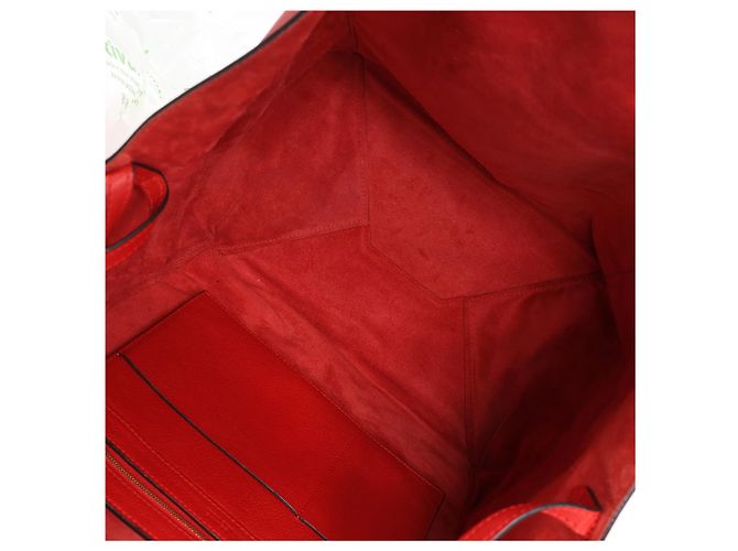 Céline Celine Cabas Phantom Large Leather Shoulder Bag in Red - view 17