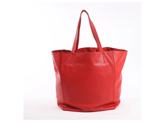 Céline Celine Cabas Phantom Large Leather Shoulder Bag in Red - view 3