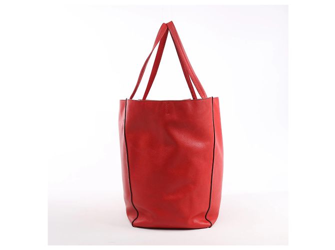 Céline Celine Cabas Phantom Large Leather Shoulder Bag in Red - view 4