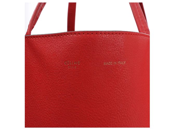 Céline Celine Cabas Phantom Large Leather Shoulder Bag in Red - view 5