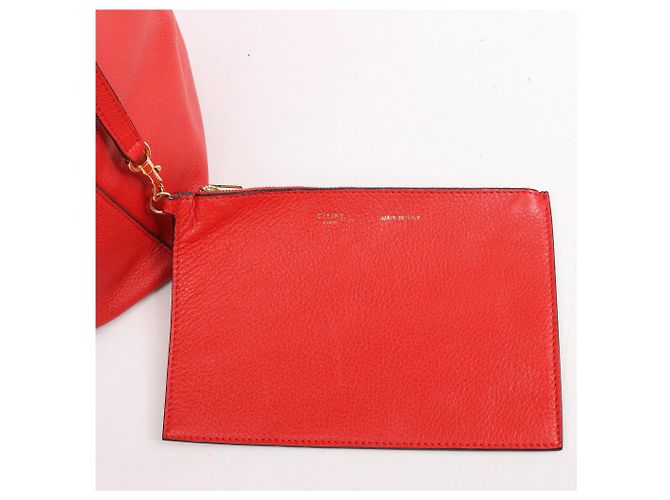 Céline Celine Cabas Phantom Large Leather Shoulder Bag in Red - view 6