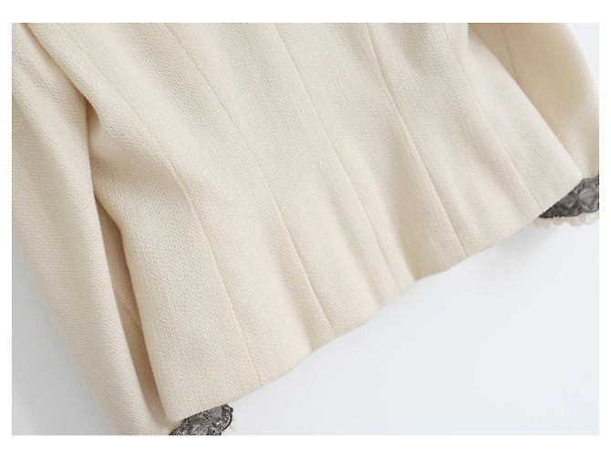 Dior x John Galliano Spring 1998 Lace Trim Cameo Button Jacket Cream - view 10