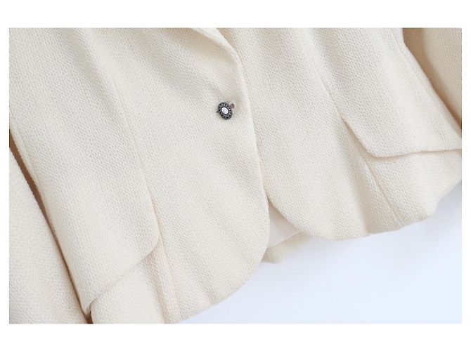 Dior x John Galliano Spring 1998 Lace Trim Cameo Button Jacket Cream - view 4