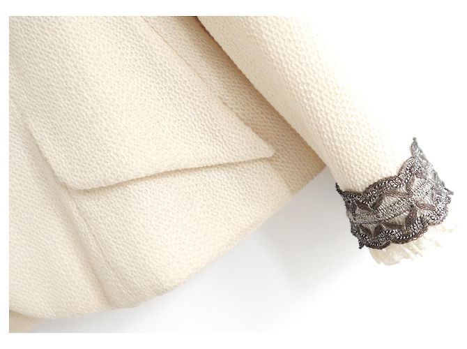 Dior x John Galliano Spring 1998 Lace Trim Cameo Button Jacket Cream - view 7