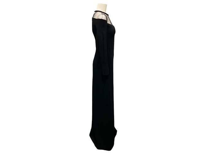 Vestido de noite em crepe de lã e malha preta La Perla - vista 2