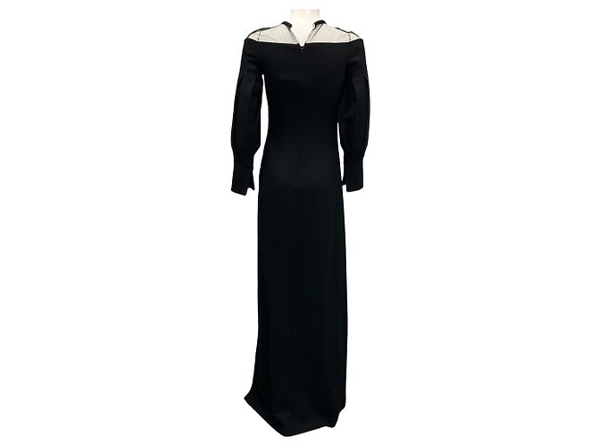 Vestido de noite em crepe de lã e malha preta La Perla - vista 3