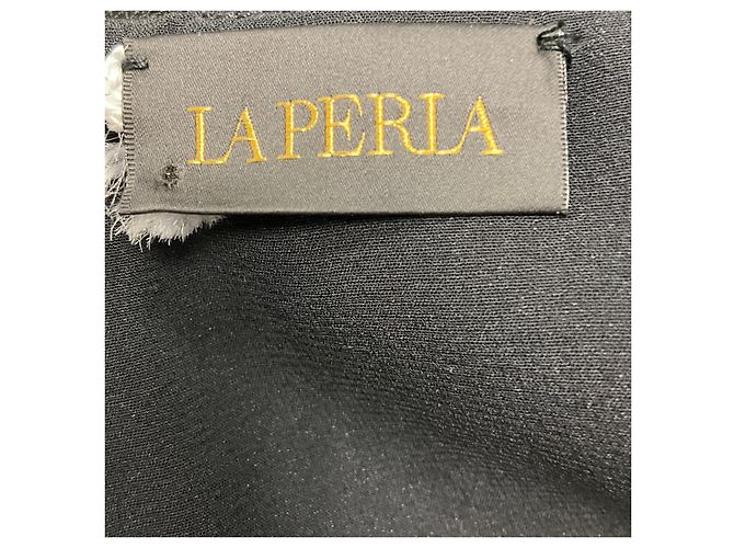 Vestido de noite em crepe de lã e malha preta La Perla - vista 4