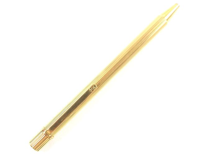 Kugelschreiber Must de Cartier mit Streifenmuster Golden - Ansicht 2
