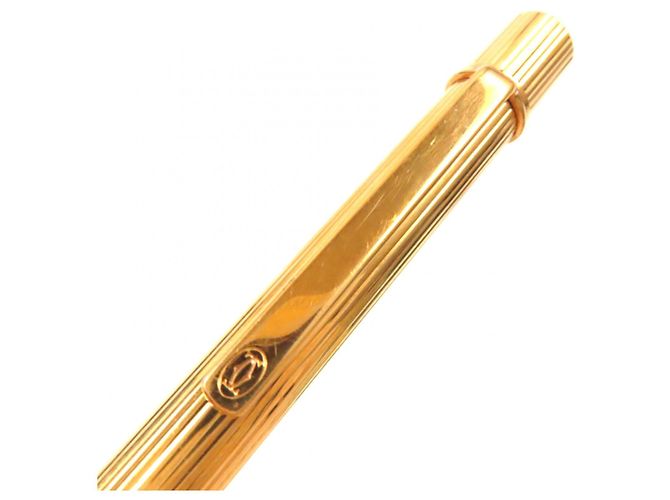 Kugelschreiber Must de Cartier mit Streifenmuster Golden - Ansicht 5