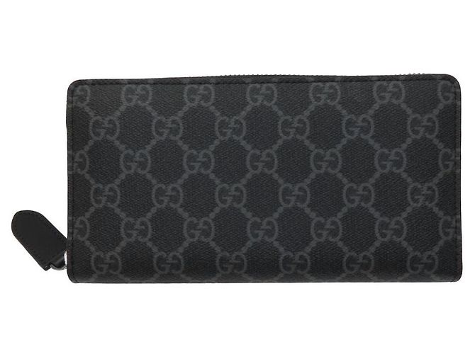 Cartera larga de lona GG con emblema GG de Gucci Negro - vista 2