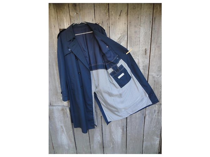 Autre Marque Trench Coat Blu Navy in Gabardine di Cotone M - vista 3