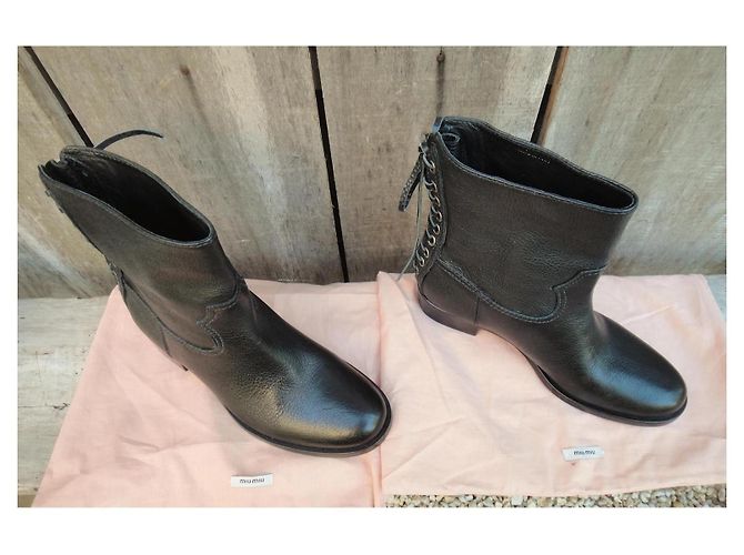 Stivaletti Miu Miu in pelle nera Nero - vista 8