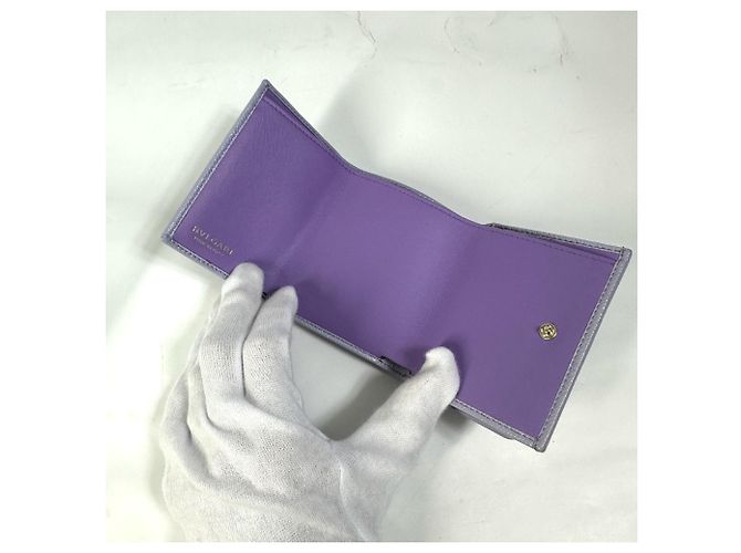 Bulgari Bvlgari lila Leder Dreifach-Brieftasche - Ansicht 12