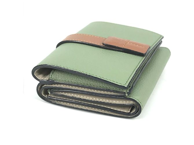 Billetera Vertical Pequeña Anagram LOEWE Castaño Verde - vista 5