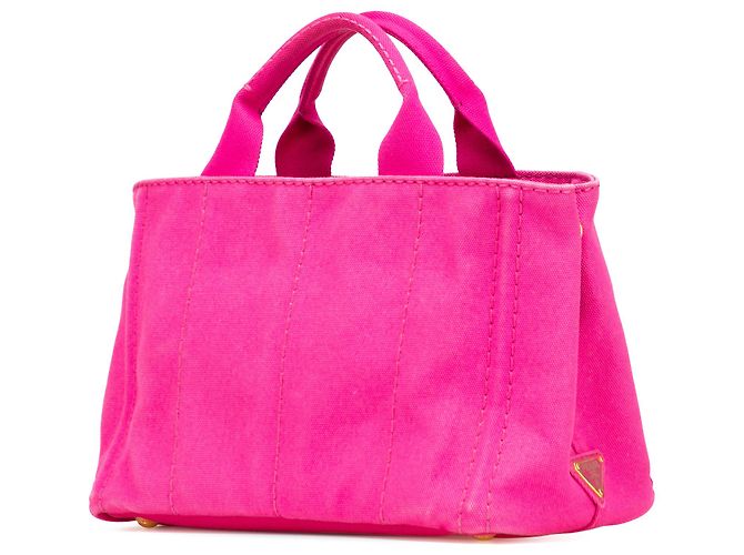 Borsa a tracolla in tela Canapa logo rosa Prada - vista 2