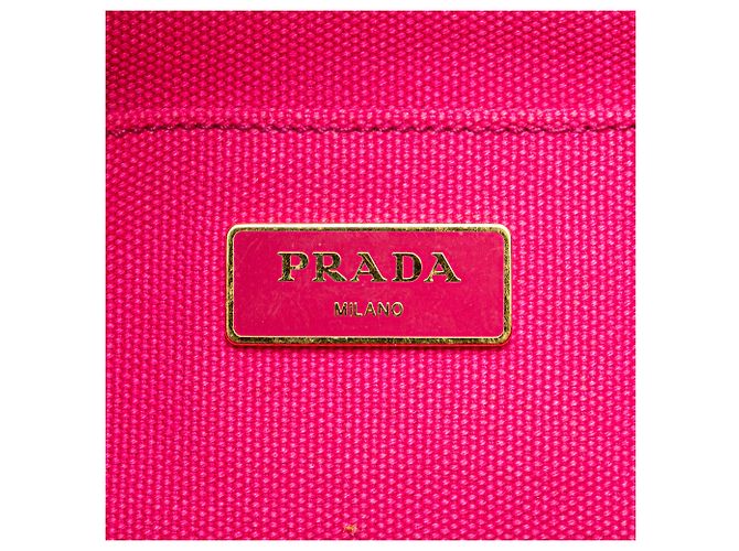 Borsa a tracolla in tela Canapa logo rosa Prada - vista 5