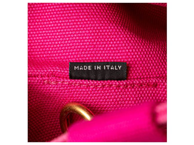 Borsa a tracolla in tela Canapa logo rosa Prada - vista 6