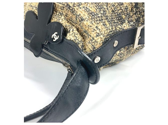 Borsa a Spalla CHANEL Camelia CC Coco Mark Nero Beige Giallo - vista 8