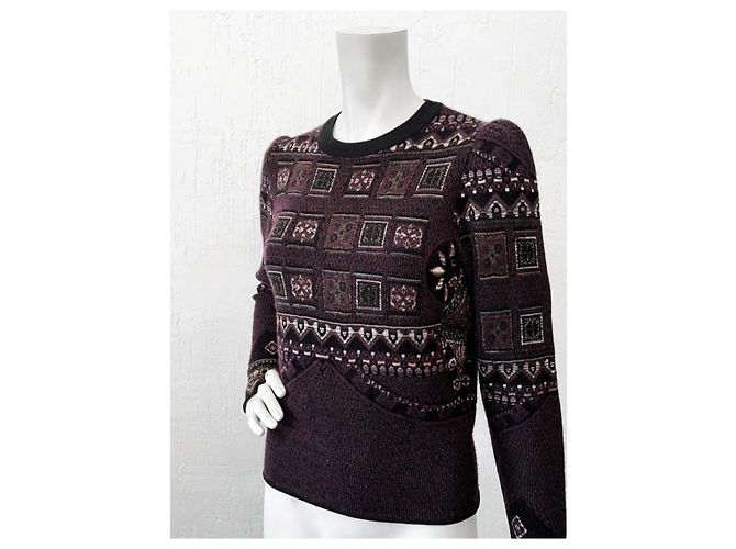 Suéter jacquard com padrão patchwork Etro roxo escuro Preto Bordeaux - vista 2