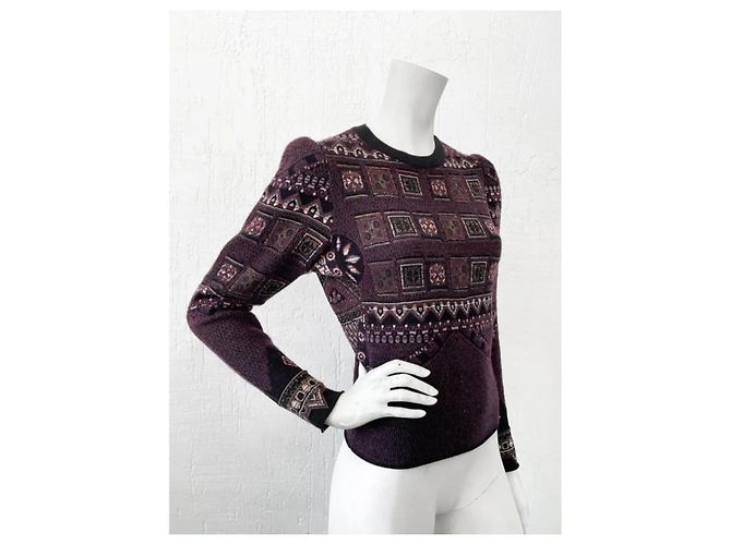Suéter jacquard com padrão patchwork Etro roxo escuro Preto Bordeaux - vista 3