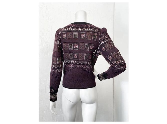 Suéter jacquard com padrão patchwork Etro roxo escuro Preto Bordeaux - vista 4