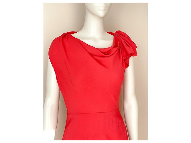 Vestido midi de seda coral rosa Valentino Roja - vista 3