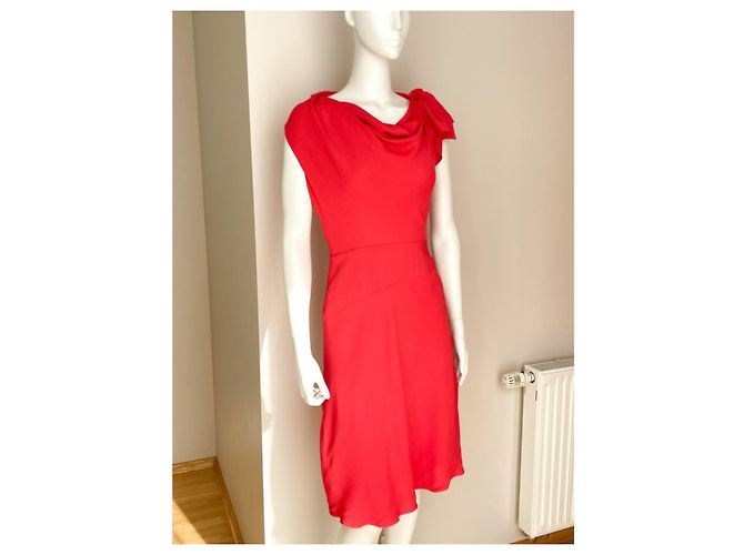 Vestido midi de seda coral rosa Valentino Roja - vista 4
