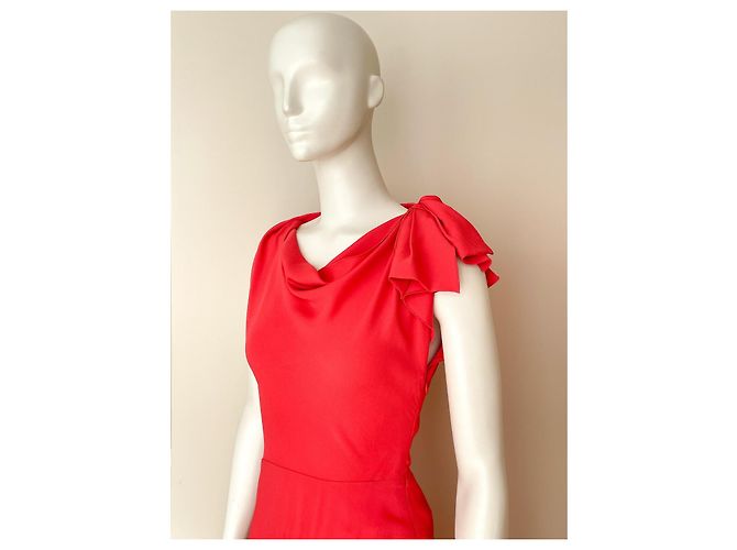 Vestido midi de seda coral rosa Valentino Roja - vista 5