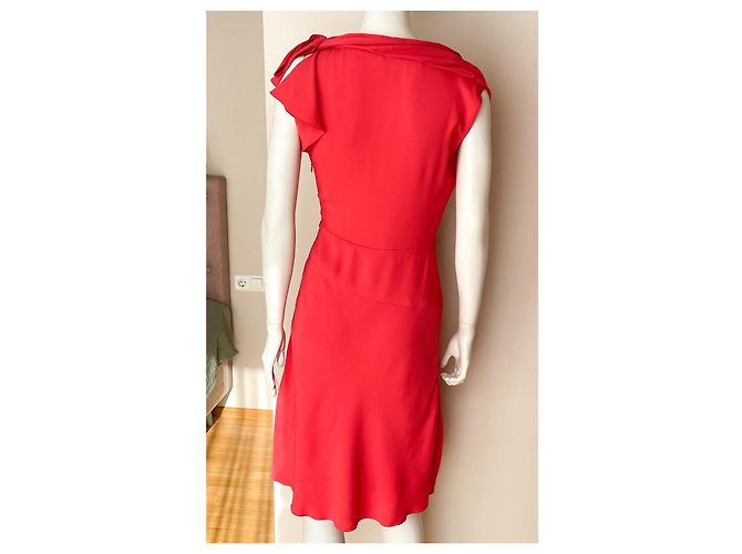 Vestido midi de seda coral rosa Valentino Roja - vista 6