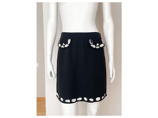 Gonna nera Moschino Couture in lana e seta Nero - vista 2