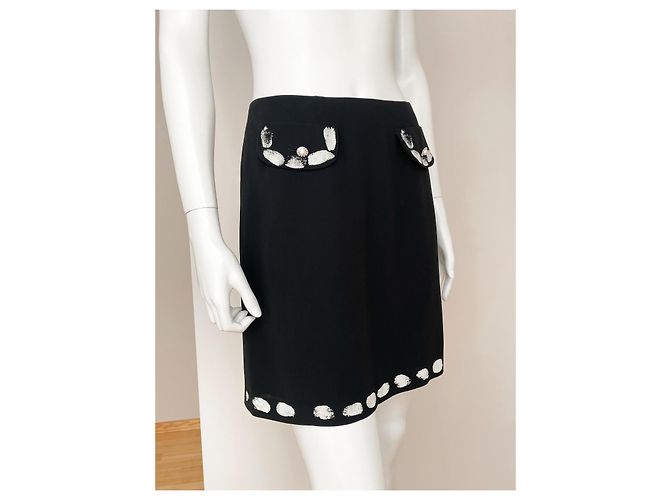 Gonna nera Moschino Couture in lana e seta Nero - vista 3
