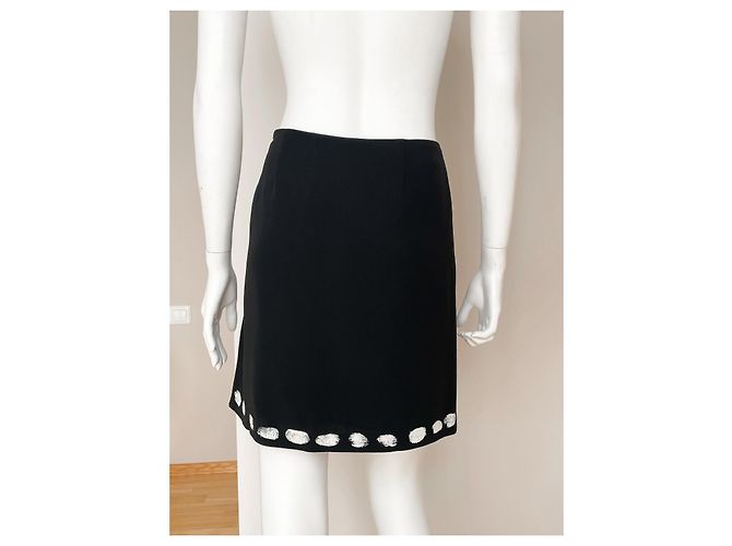 Gonna nera Moschino Couture in lana e seta Nero - vista 4