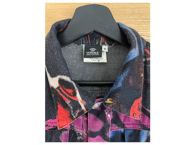 Versace Jeans Couture Graffiti Denim Jacke Schwarz Mehrfarben - Ansicht 7