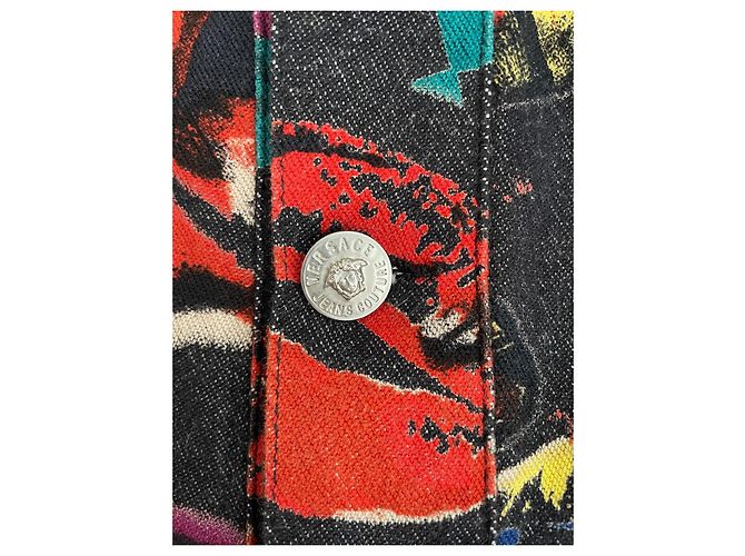 Versace Jeans Couture Graffiti Denim Jacke Schwarz Mehrfarben - Ansicht 8
