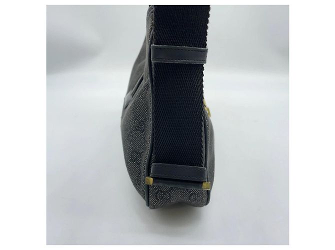 Borsa a spalla Gucci Jackie GG Denim e Pelle Nera Nero Grigio antracite - vista 10