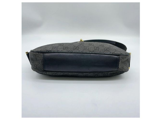 Borsa a spalla Gucci Jackie GG Denim e Pelle Nera Nero Grigio antracite - vista 3